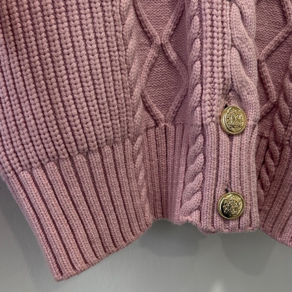 Ann Taylor Light Pink Cable Knit V-Neck Cardigan Sweater Size Medium - Picture 8 of 11
